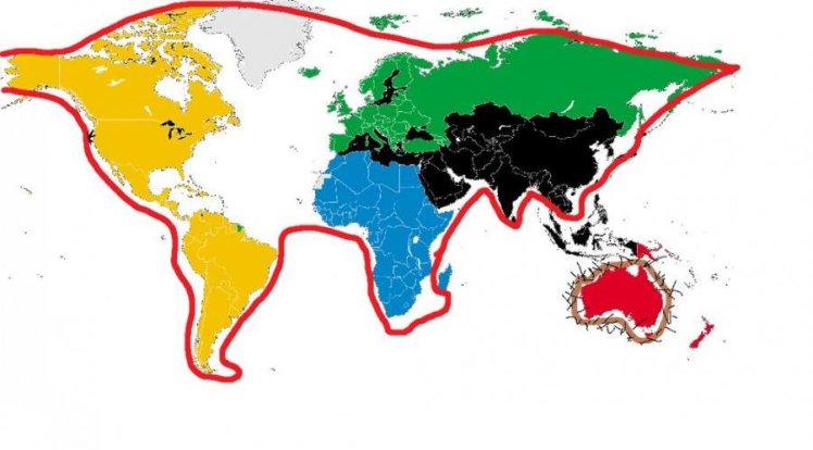 La carte du monde est un chat qui joue avec l'Australie